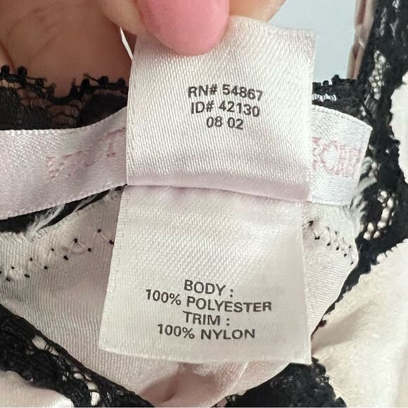 Victoria Secret Vintage Y2K‎ Baby Pink Lace Satin Slip Mini Dress - Medium - Picture 6 of 6